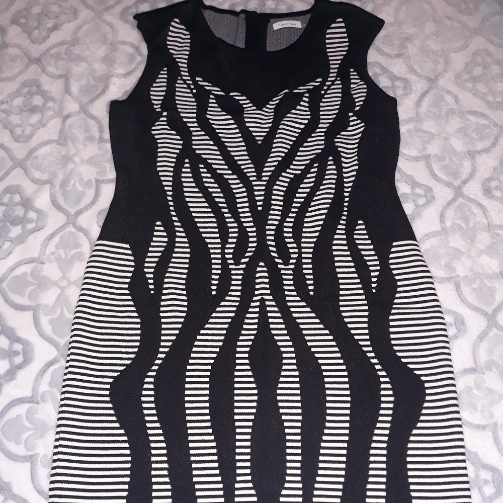 Calvin Klein XL NWT black and white dress